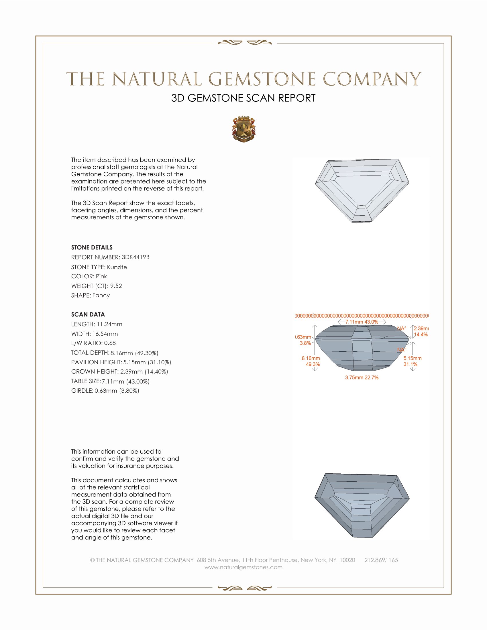 9.52 Ct. Kunzite from Madagascar