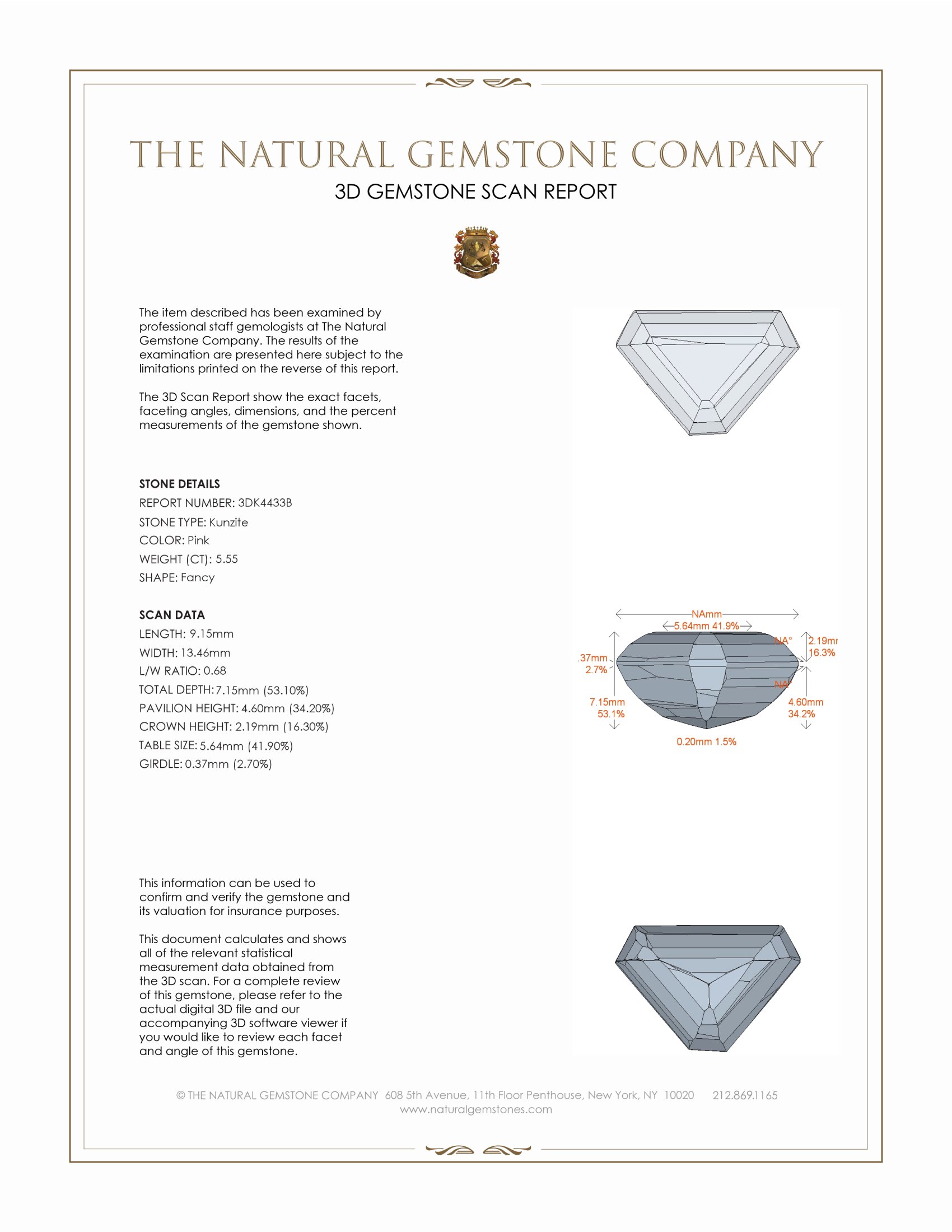 5.55 Ct. Kunzite from Madagascar