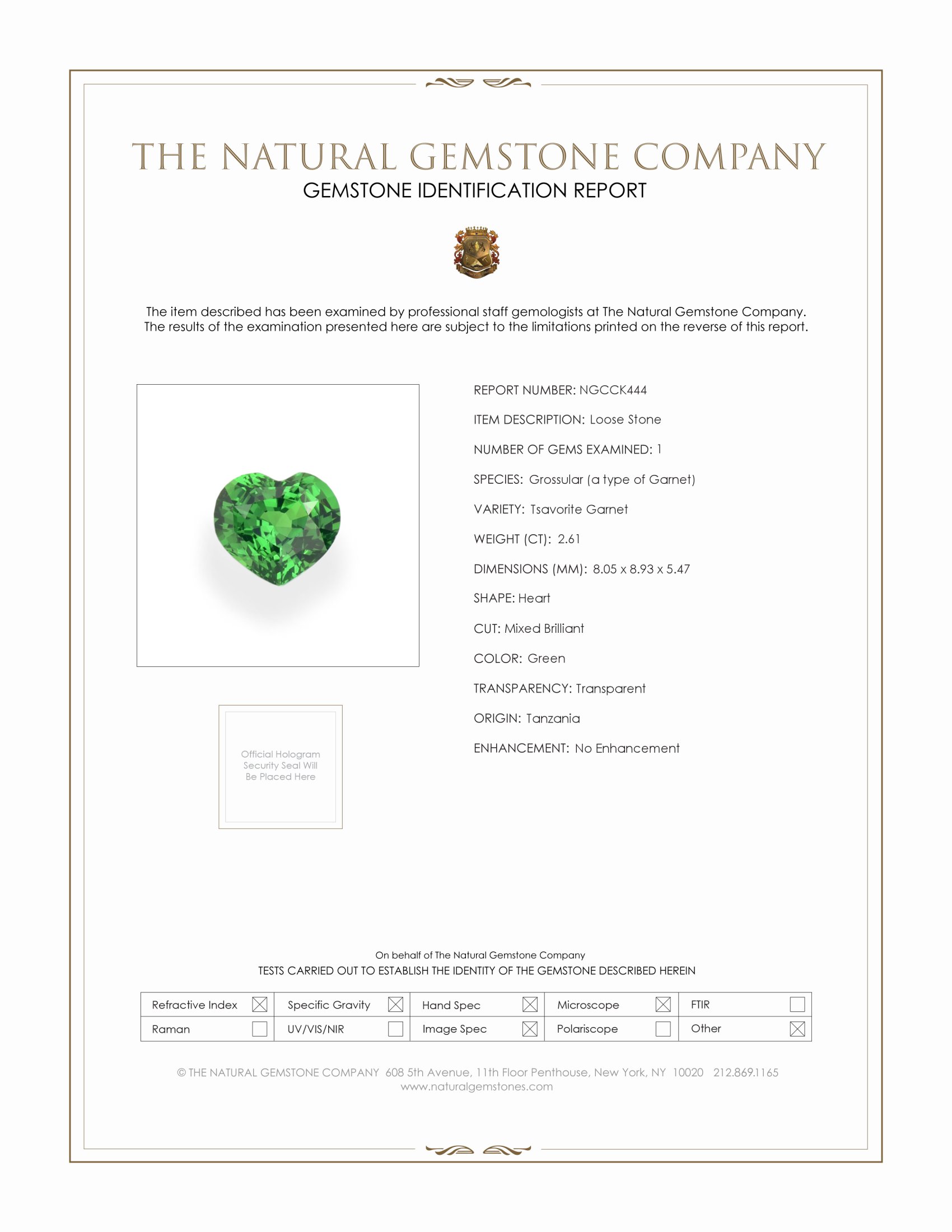 2.61 Ct. Tsavorite Garnet from Tanzania