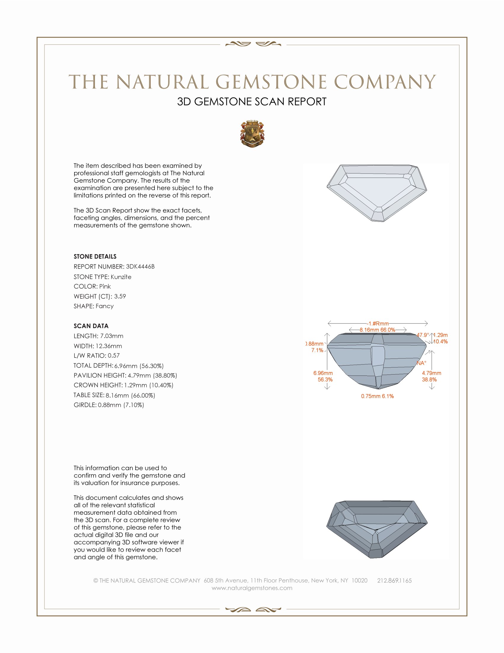 3.59 Ct. Kunzite from Madagascar