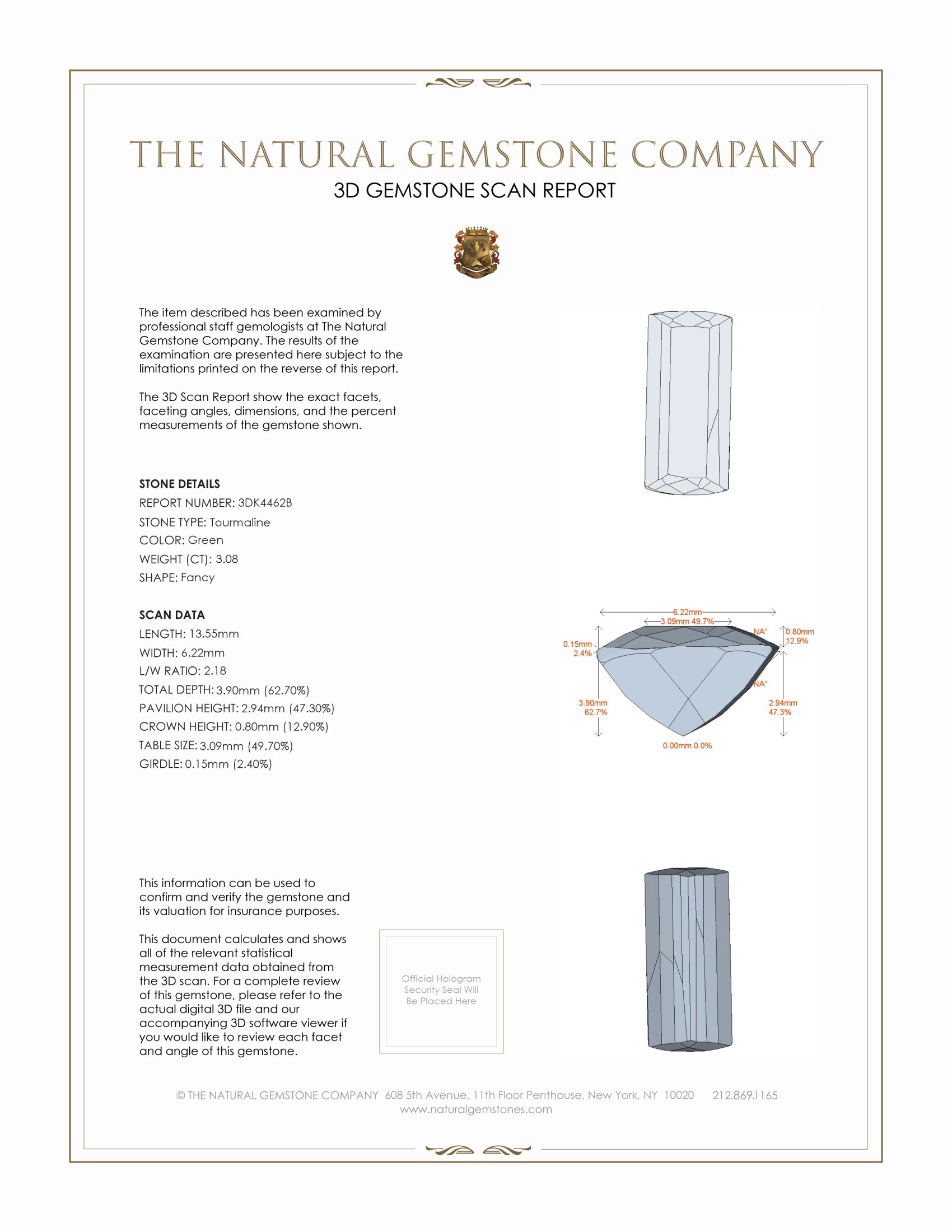 3.08 Ct. Tourmaline from Brazil