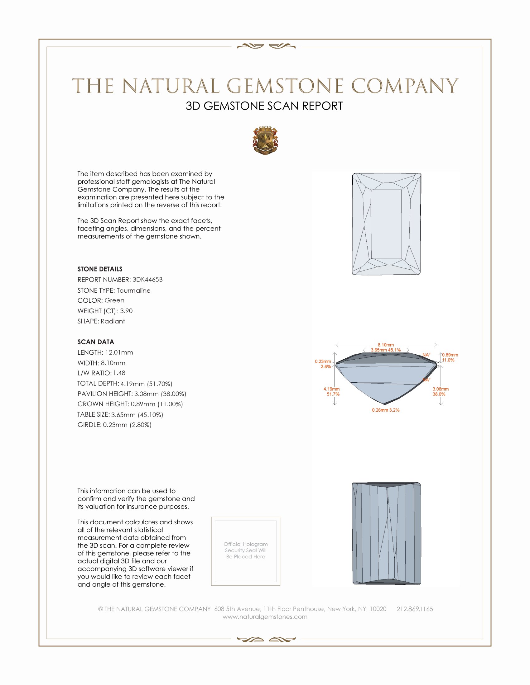 3.90 Ct. Tourmaline from Brazil