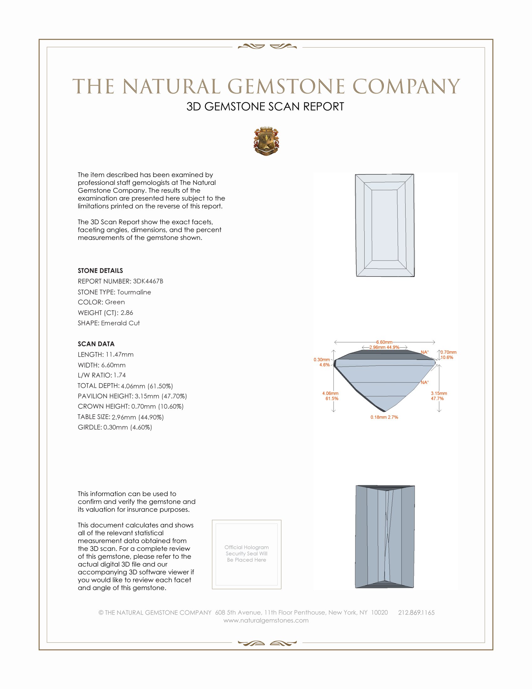 2.86 Ct. Tourmaline from Brazil