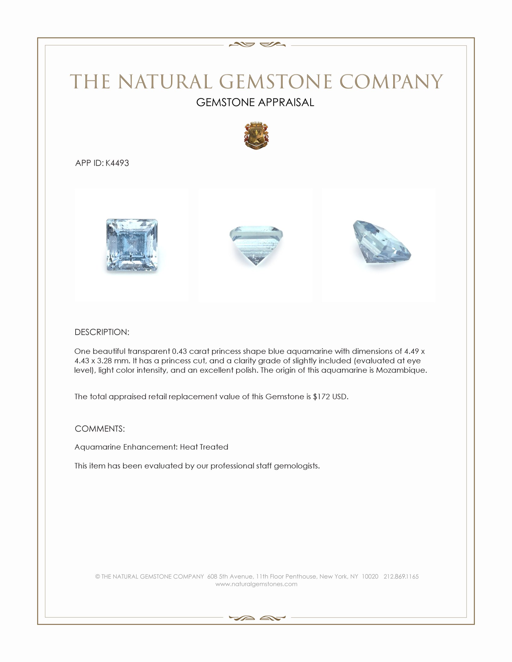 0.43 Ct. Aquamarine from Mozambique