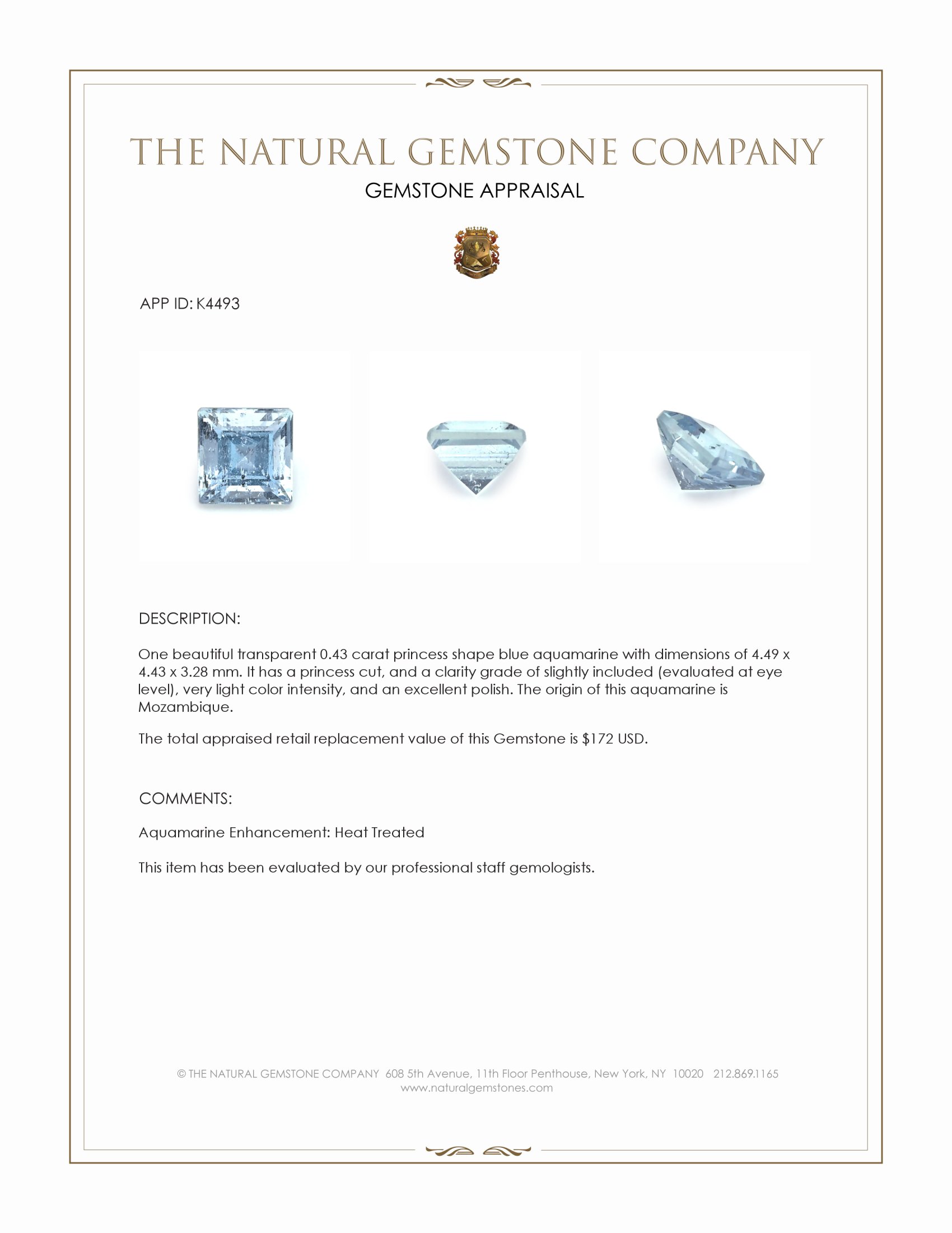 0.43 Ct. Aquamarine from Mozambique