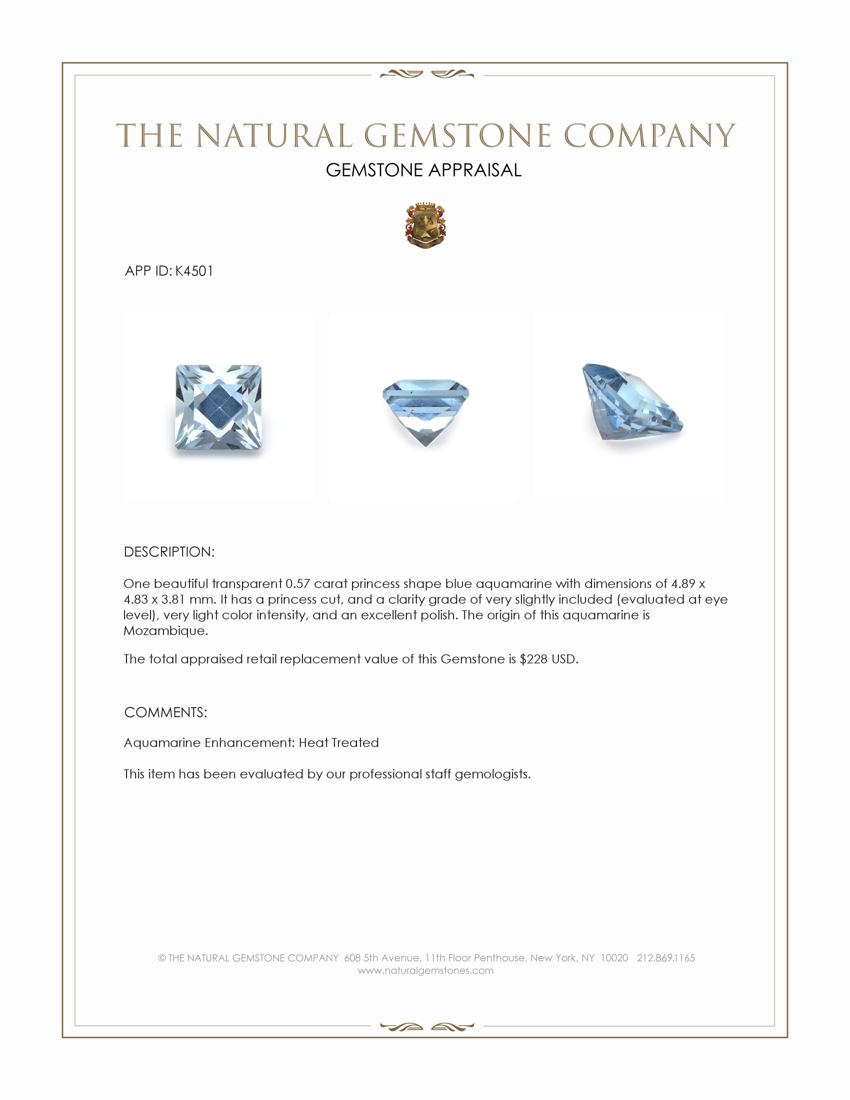 0.57 Ct. Aquamarine from Mozambique