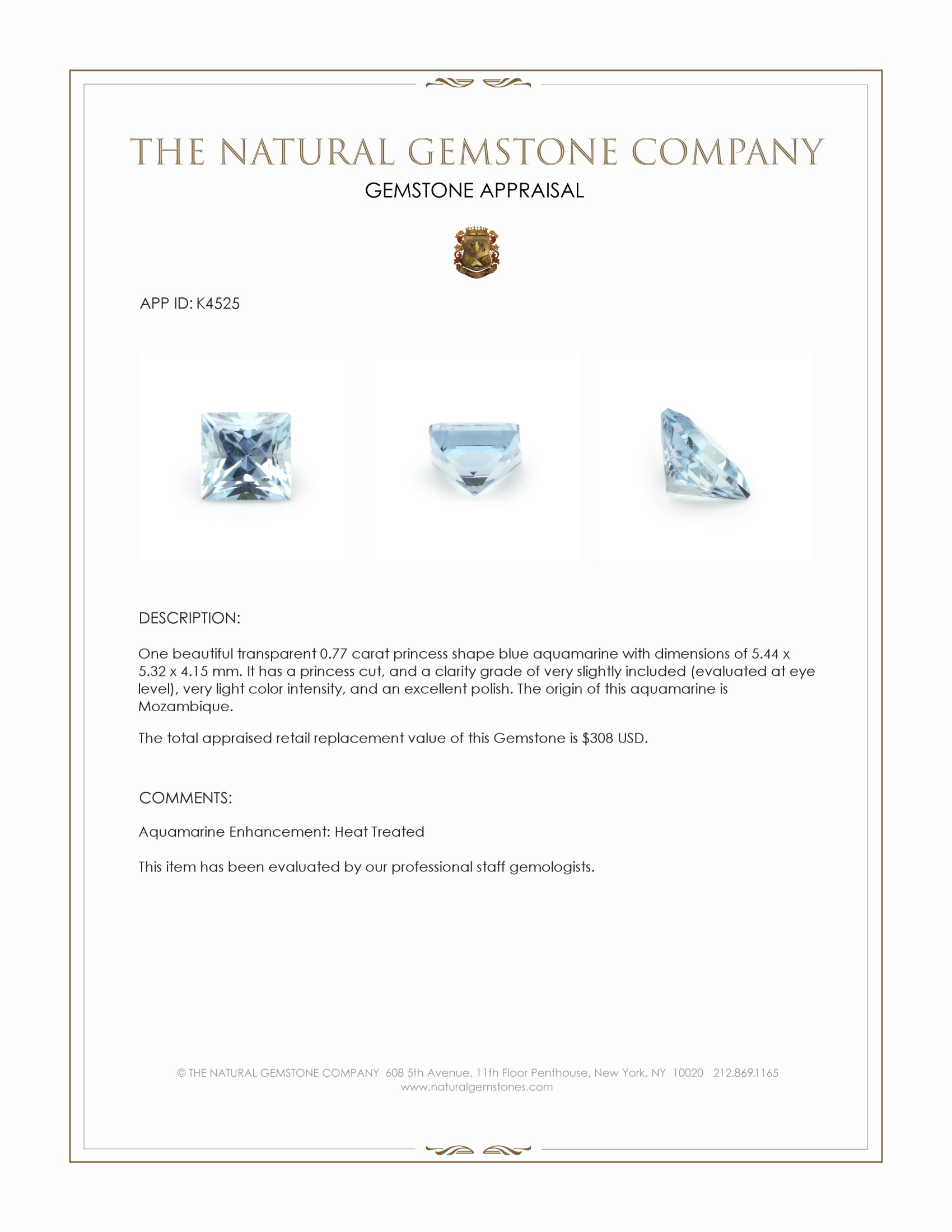 0.77 Ct. Aquamarine from Mozambique