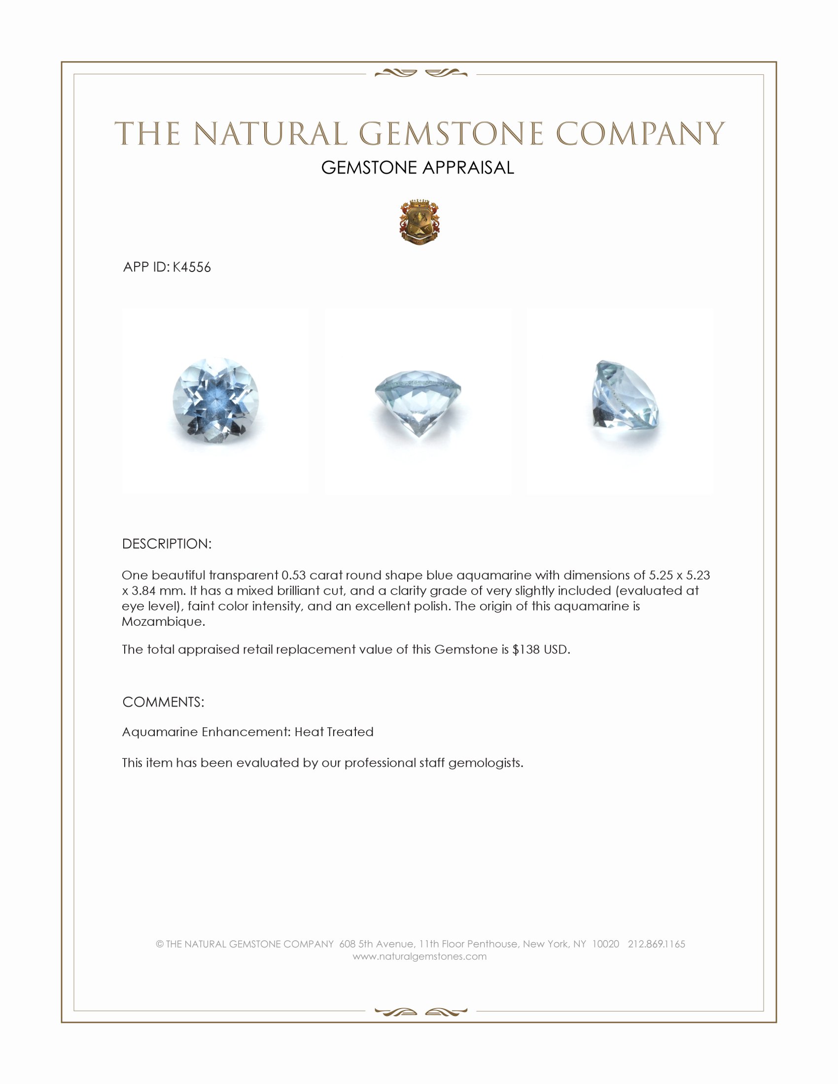 0.53 Ct. Aquamarine from Mozambique