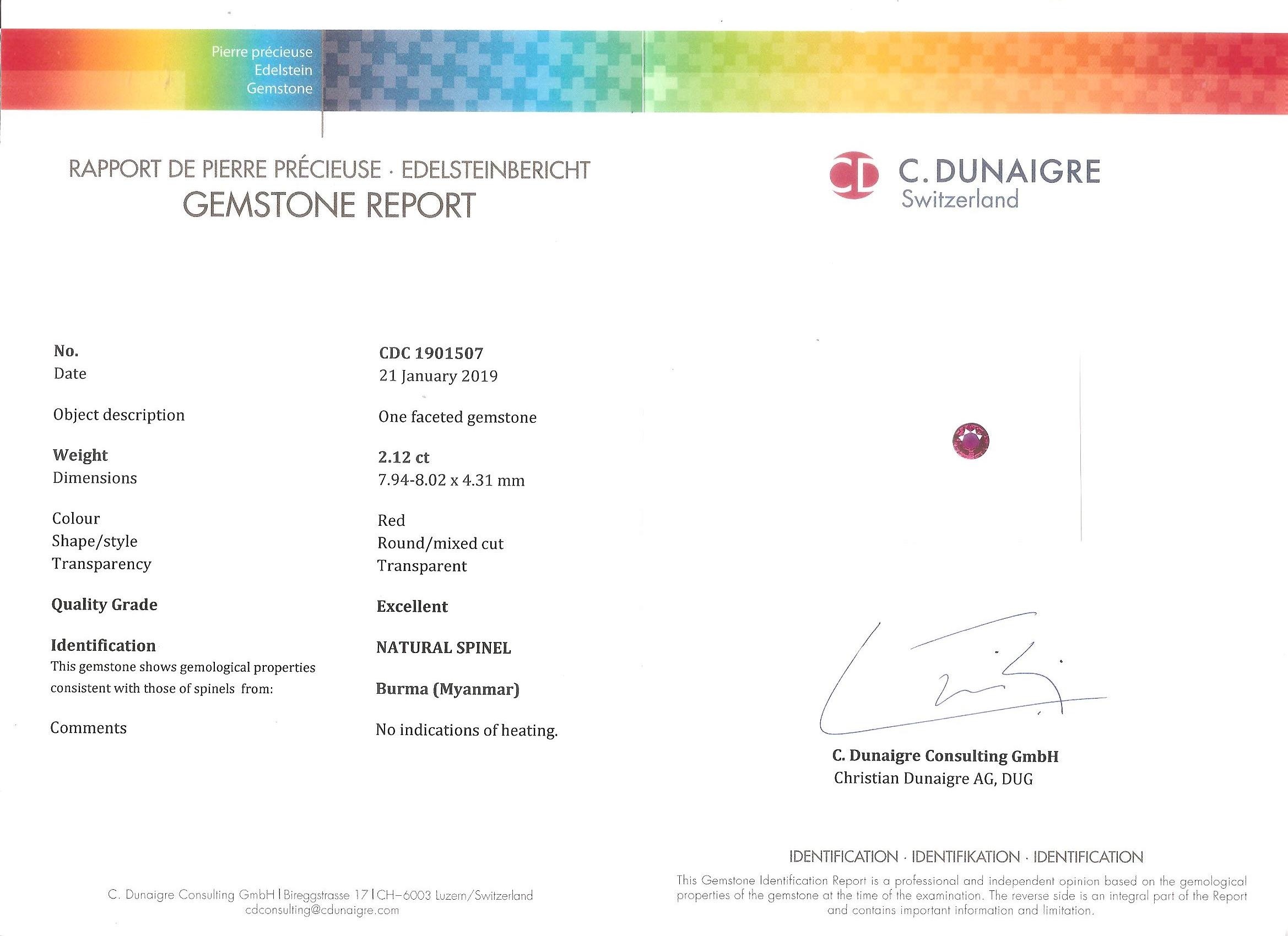 2.12 Ct. Spinel from Burma (Myanmar)