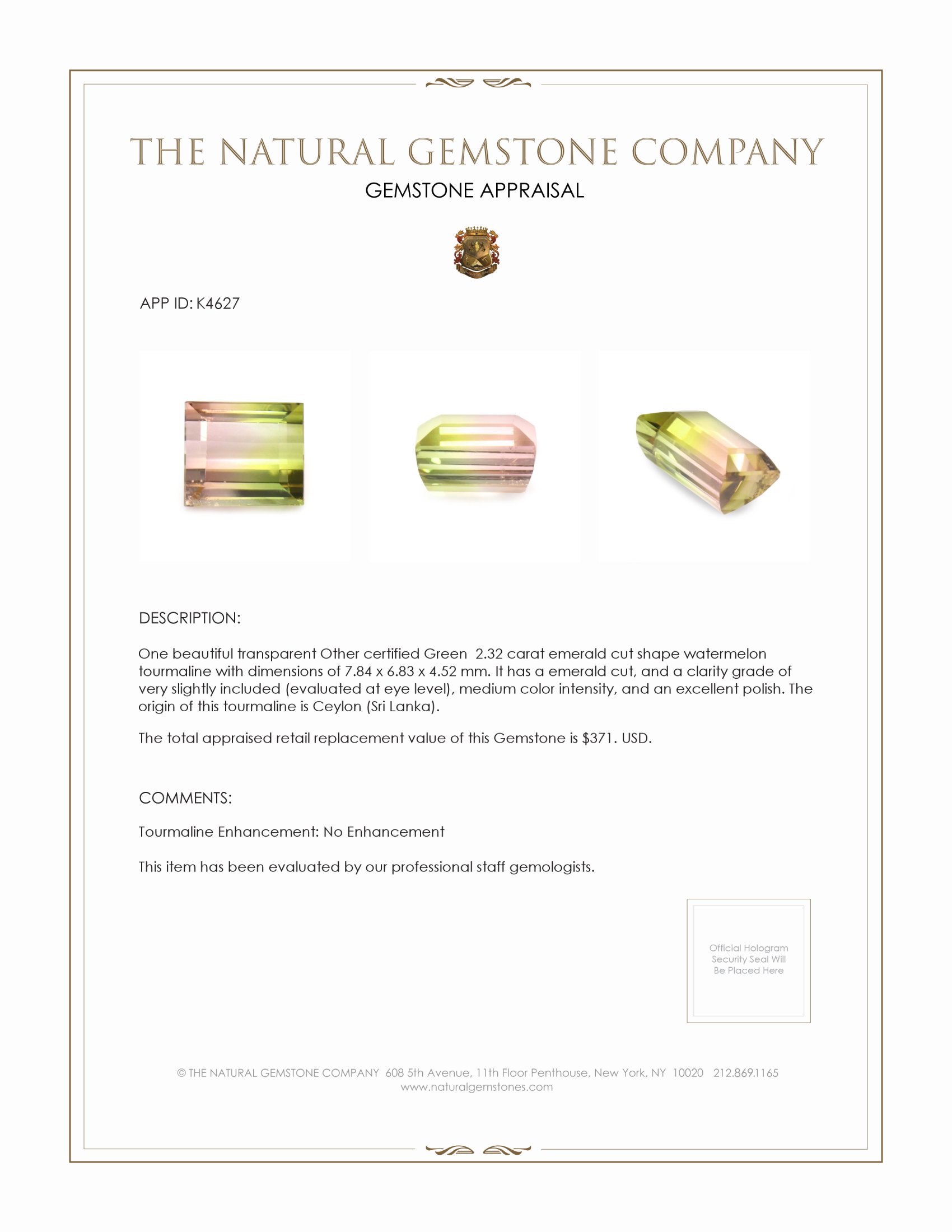 2.32 Ct. Tourmaline from Ceylon (Sri Lanka)