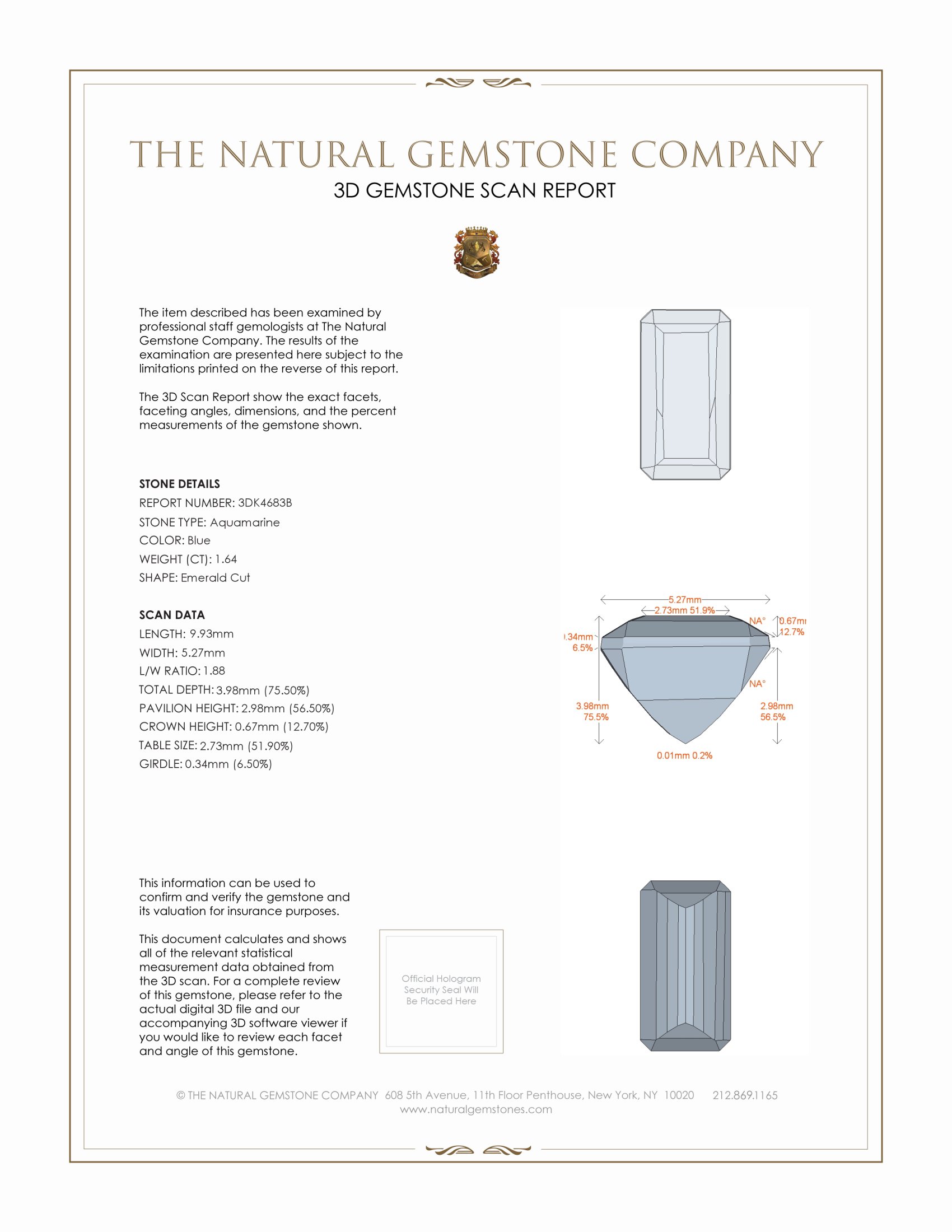 1.64 Ct. Aquamarine from Mozambique