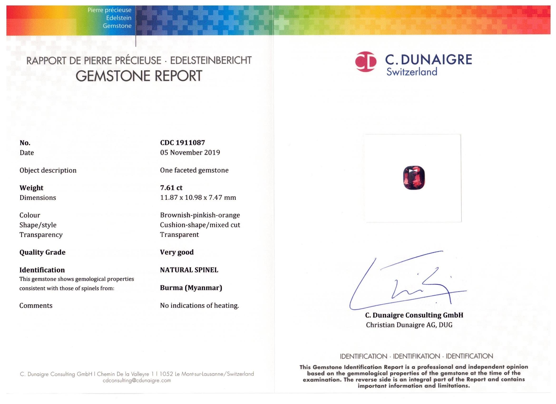 7.61 Ct. Spinel from Burma (Myanmar)