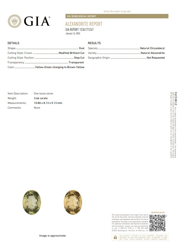 3.66 Ct. Alexandrite from Ceylon (Sri Lanka)