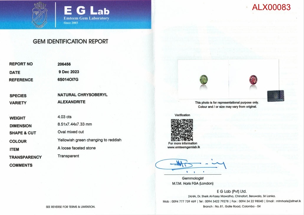 4.03 Ct. Alexandrite from Ceylon (Sri Lanka)