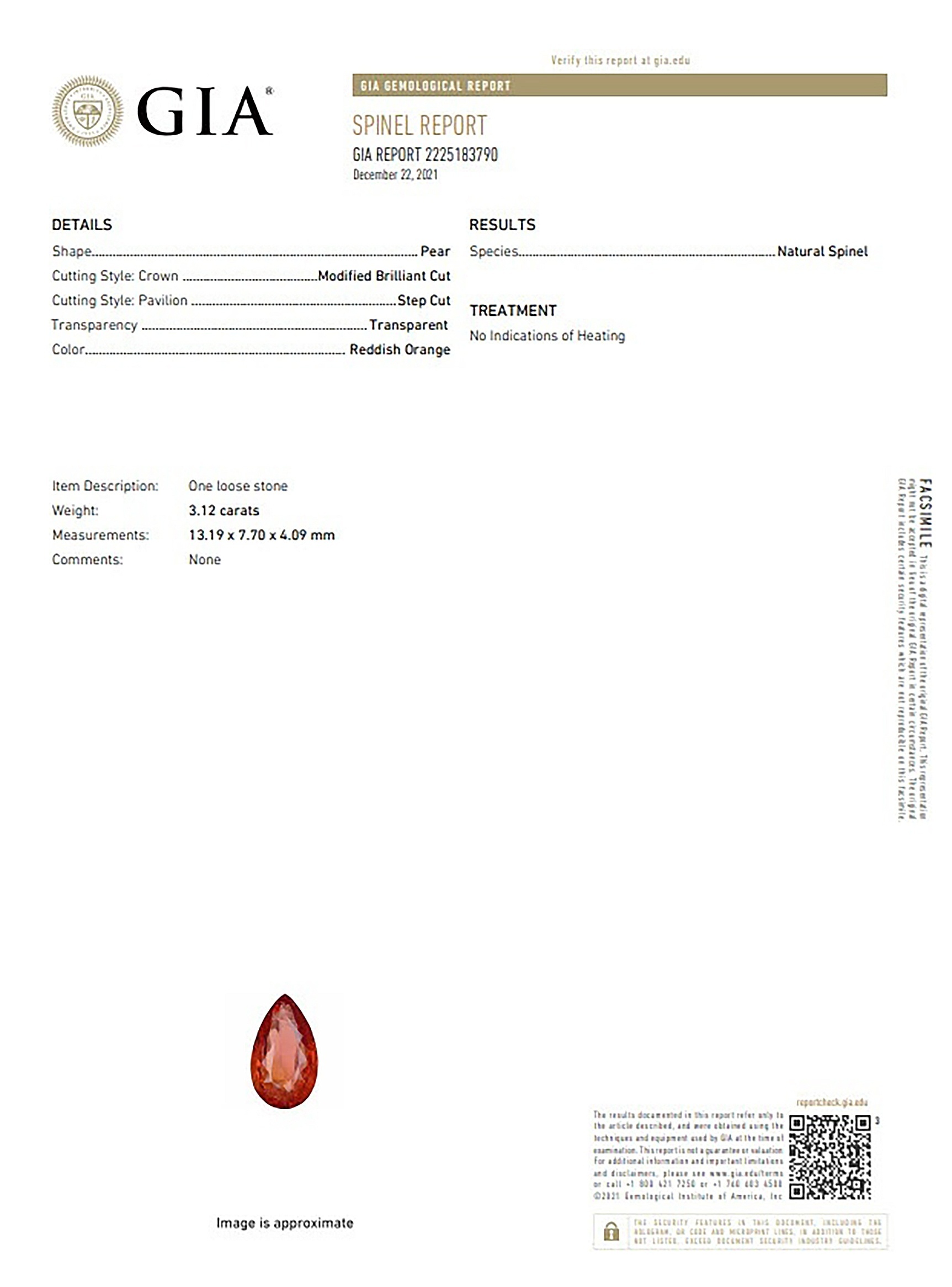 3.12 Ct. Spinel from Ceylon (Sri Lanka)