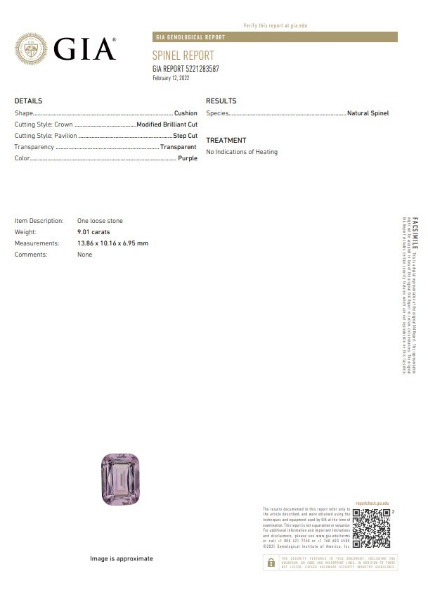 9.01 Ct. Spinel from Ceylon (Sri Lanka)