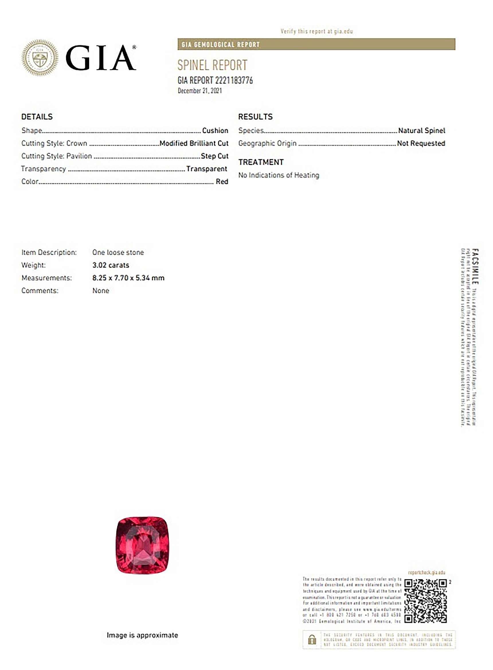 3.02 Ct. Spinel from Burma (Myanmar)