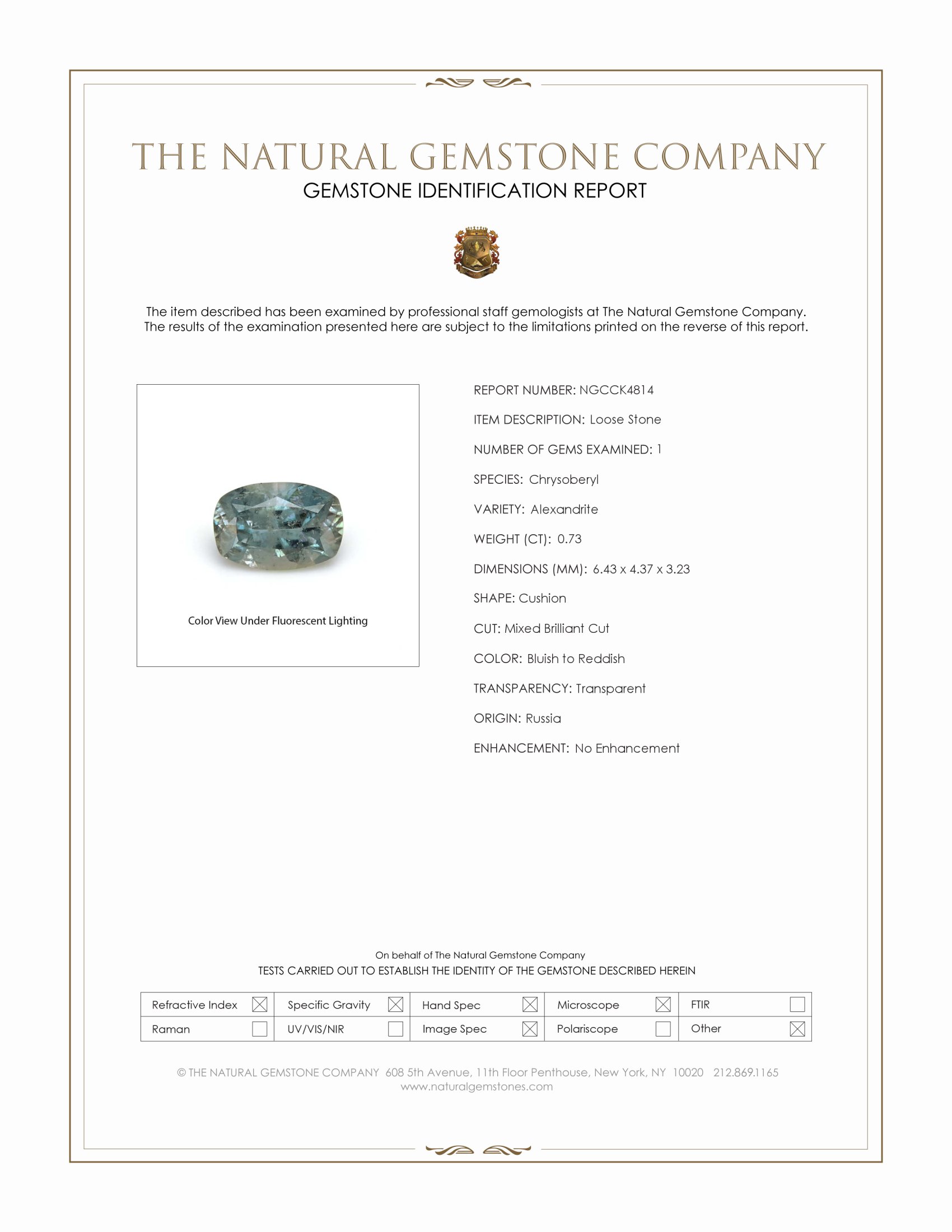 0.73 Ct. Alexandrite from Russia