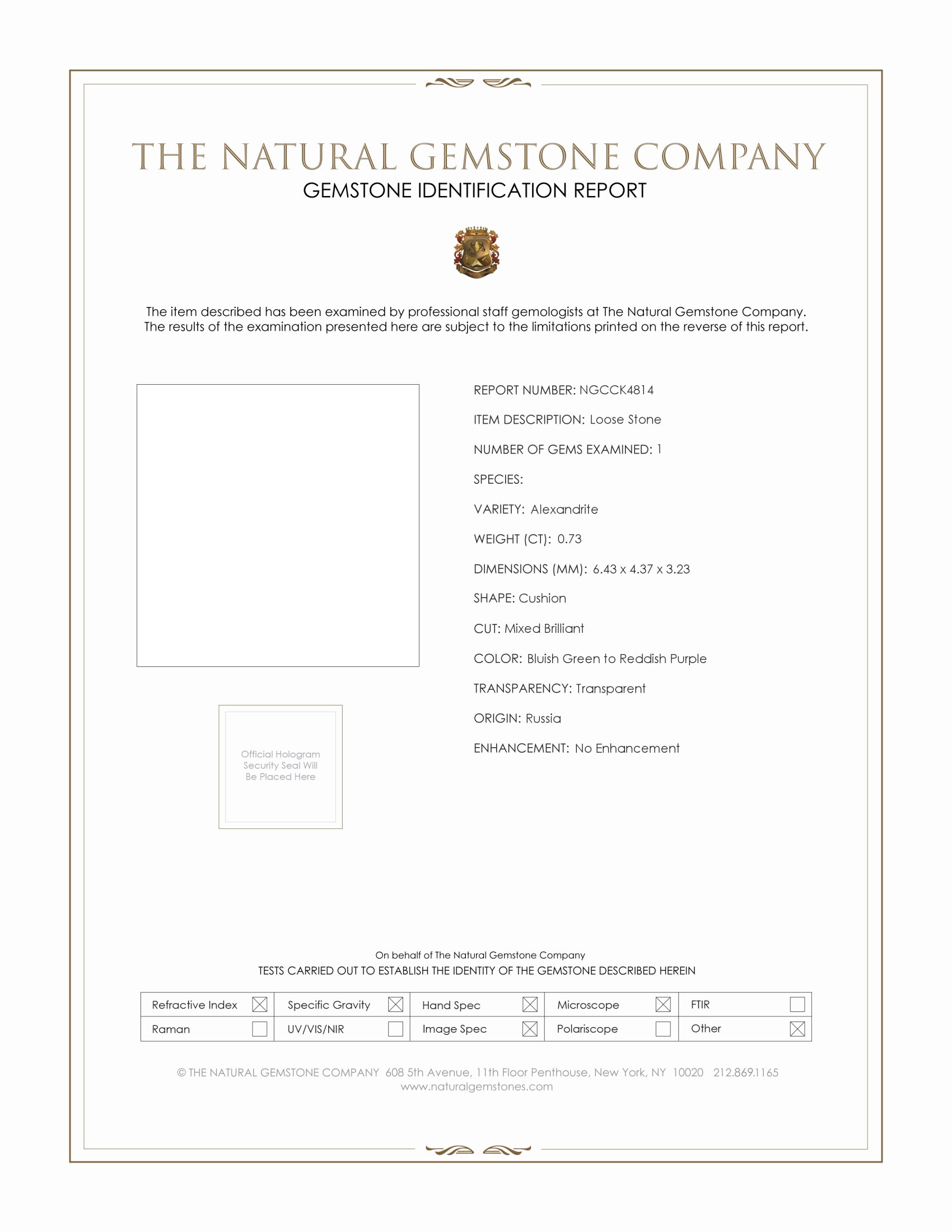 0.73 Ct. Alexandrite from Russia