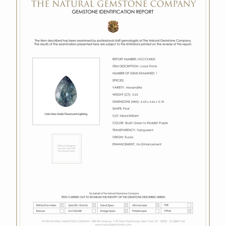 0.65 Ct. Alexandrite from Russia