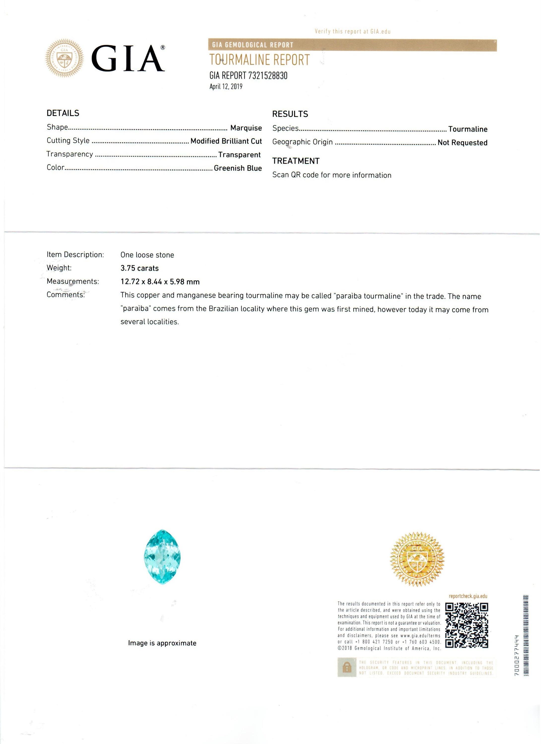 3.75 Ct. Paraiba Tourmaline from Mozambique