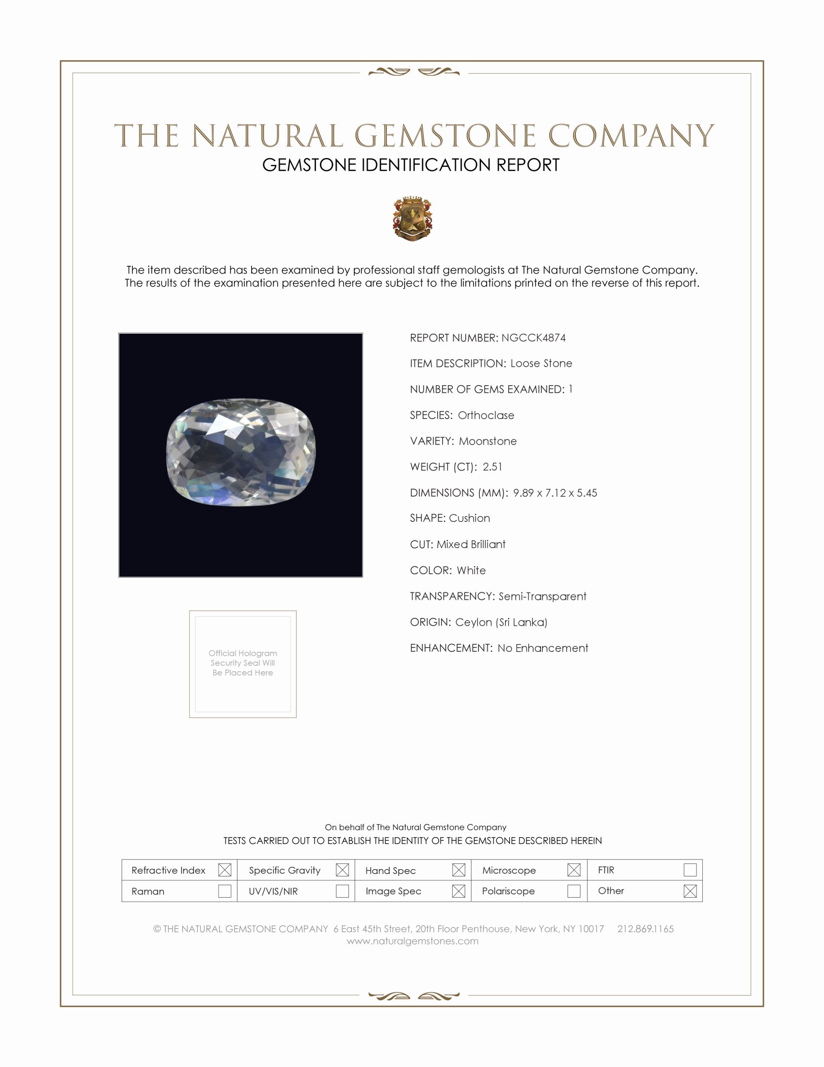 2.51 Ct. Moonstone from Ceylon (Sri Lanka)