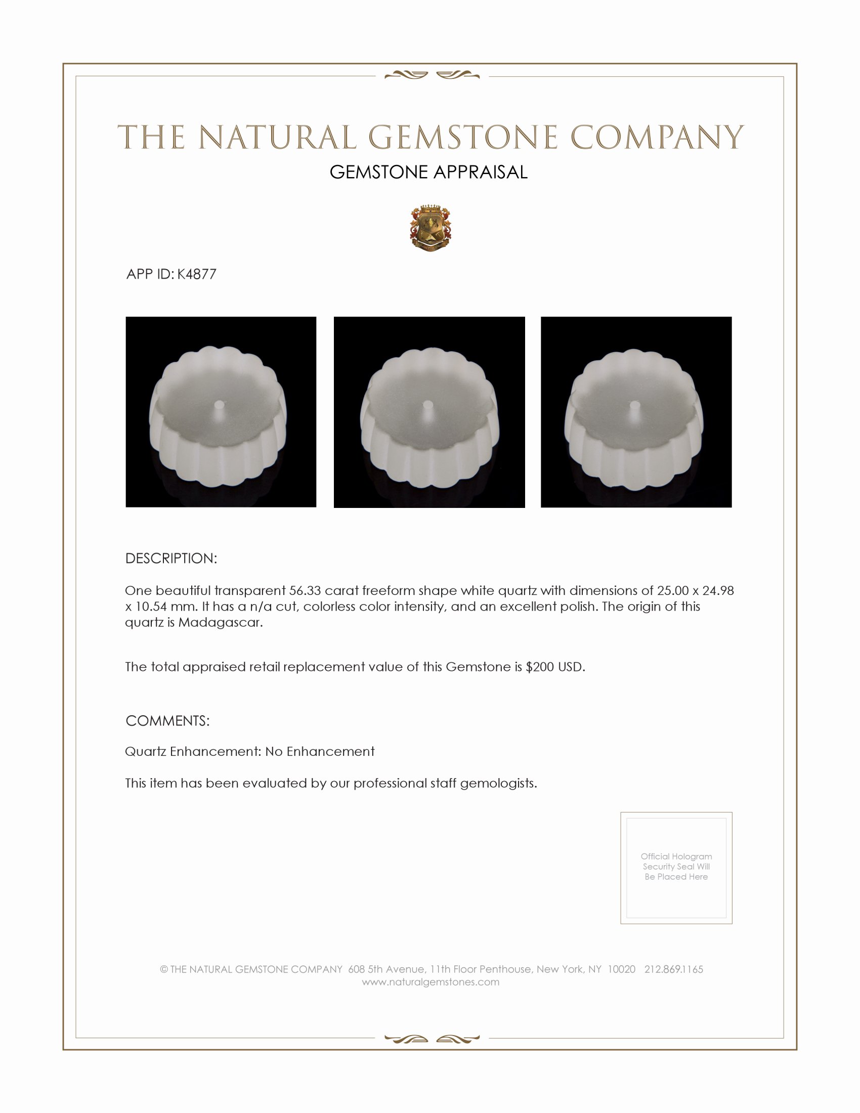 56.33 Ct. Quartz from Madagascar