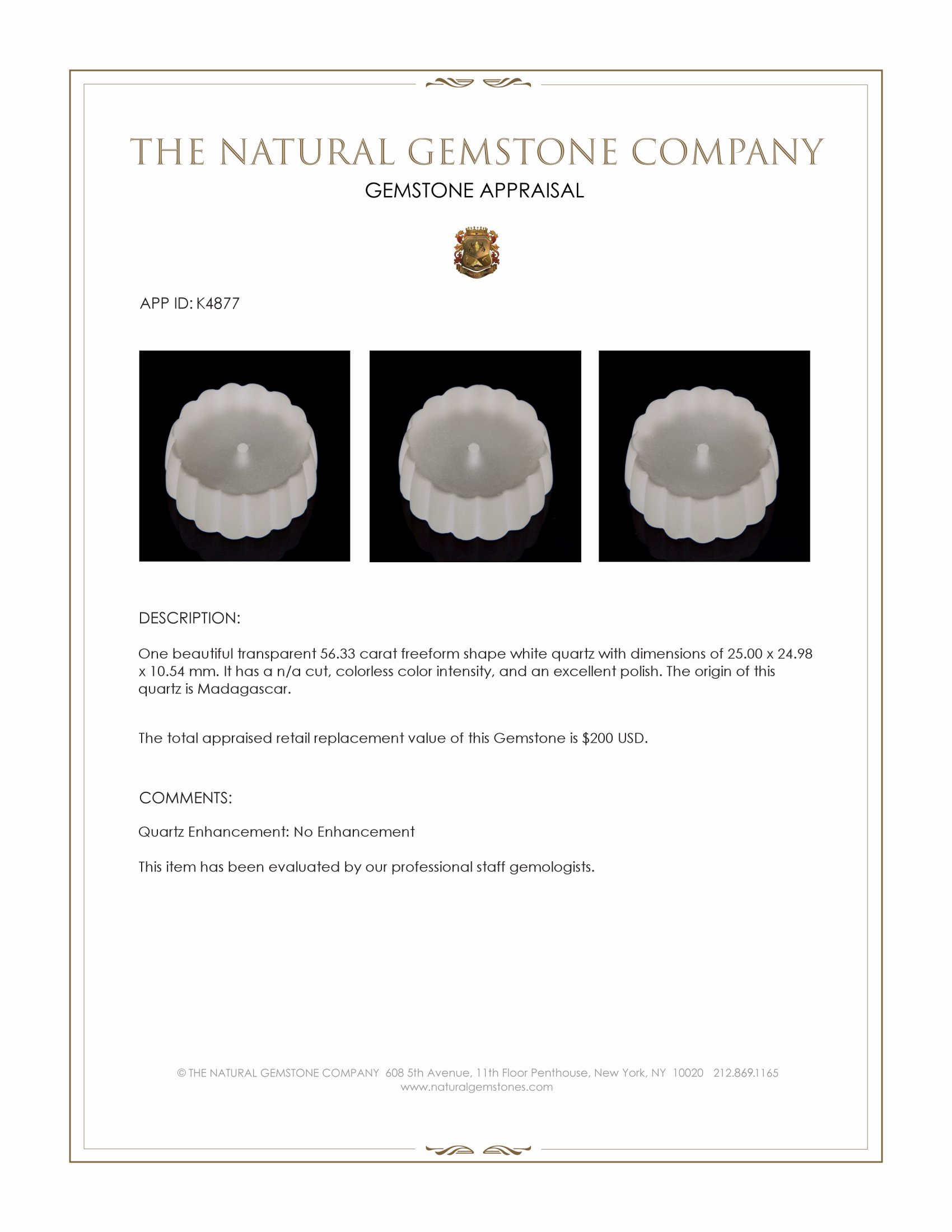 56.33 Ct. Quartz from Madagascar