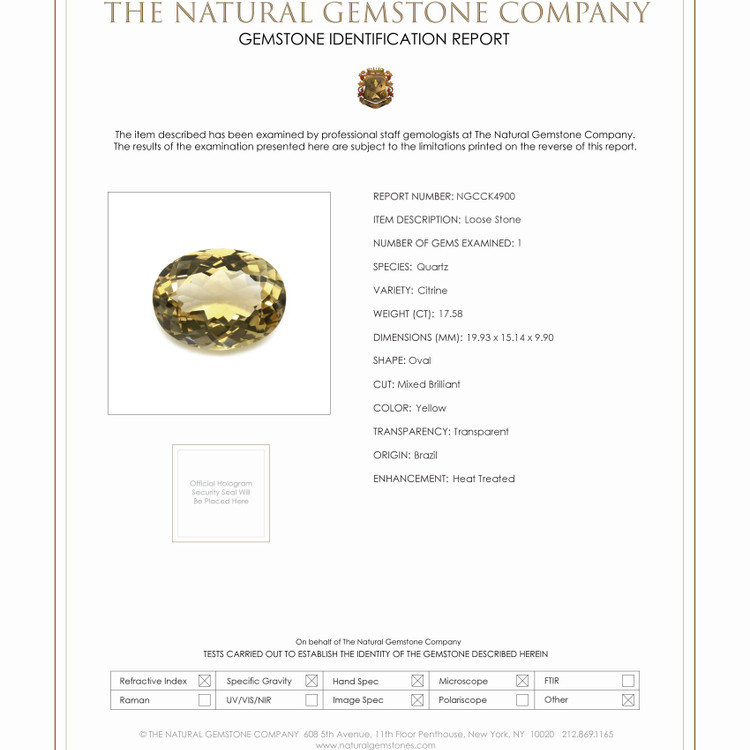 17.58 Ct. Citrine from Brazil