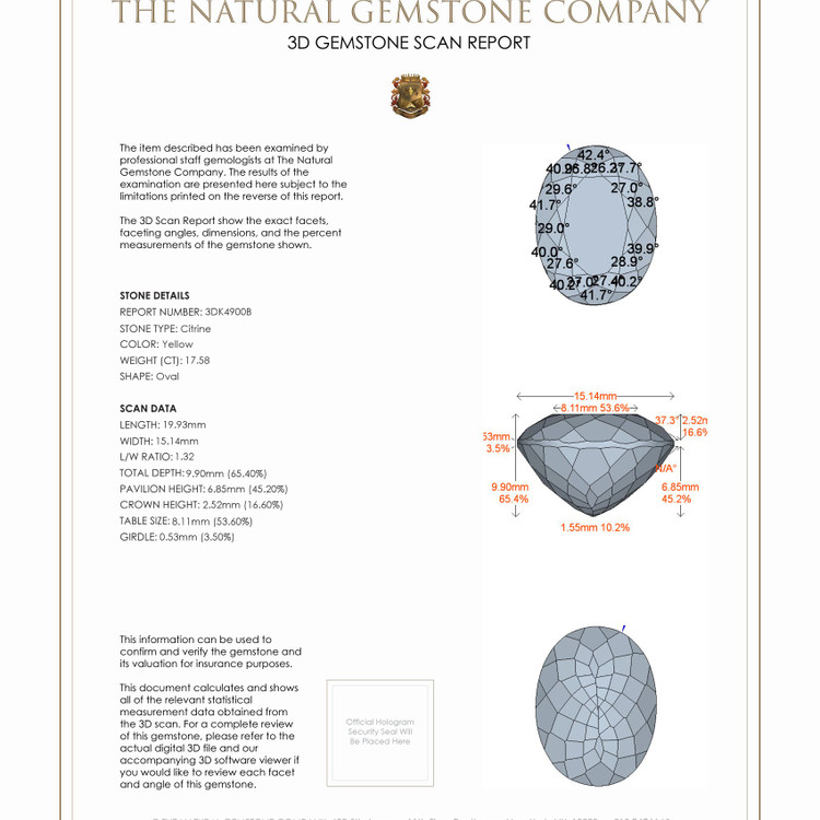 17.58 Ct. Citrine from Brazil