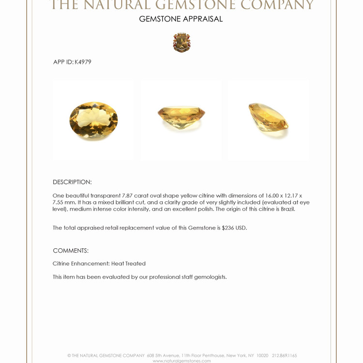 7.87 Ct. Citrine from Brazil