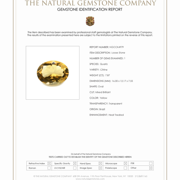 7.87 Ct. Citrine from Brazil