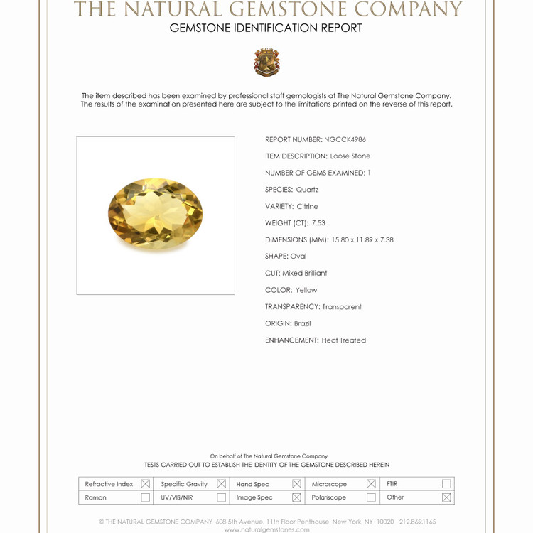 7.53 Ct. Citrine from Brazil