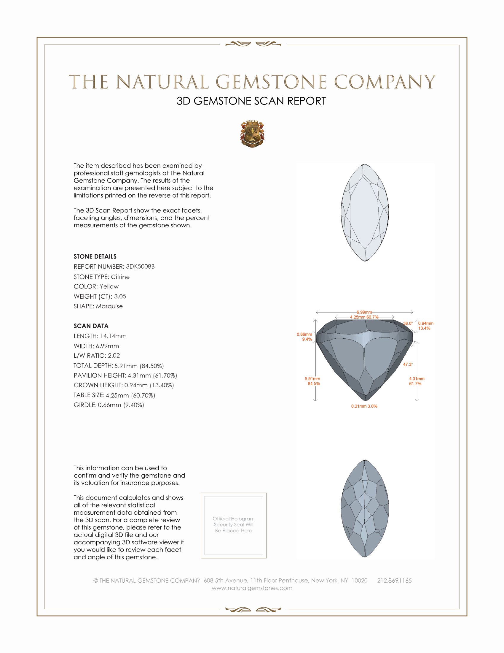 3.05 Ct. Citrine from Brazil