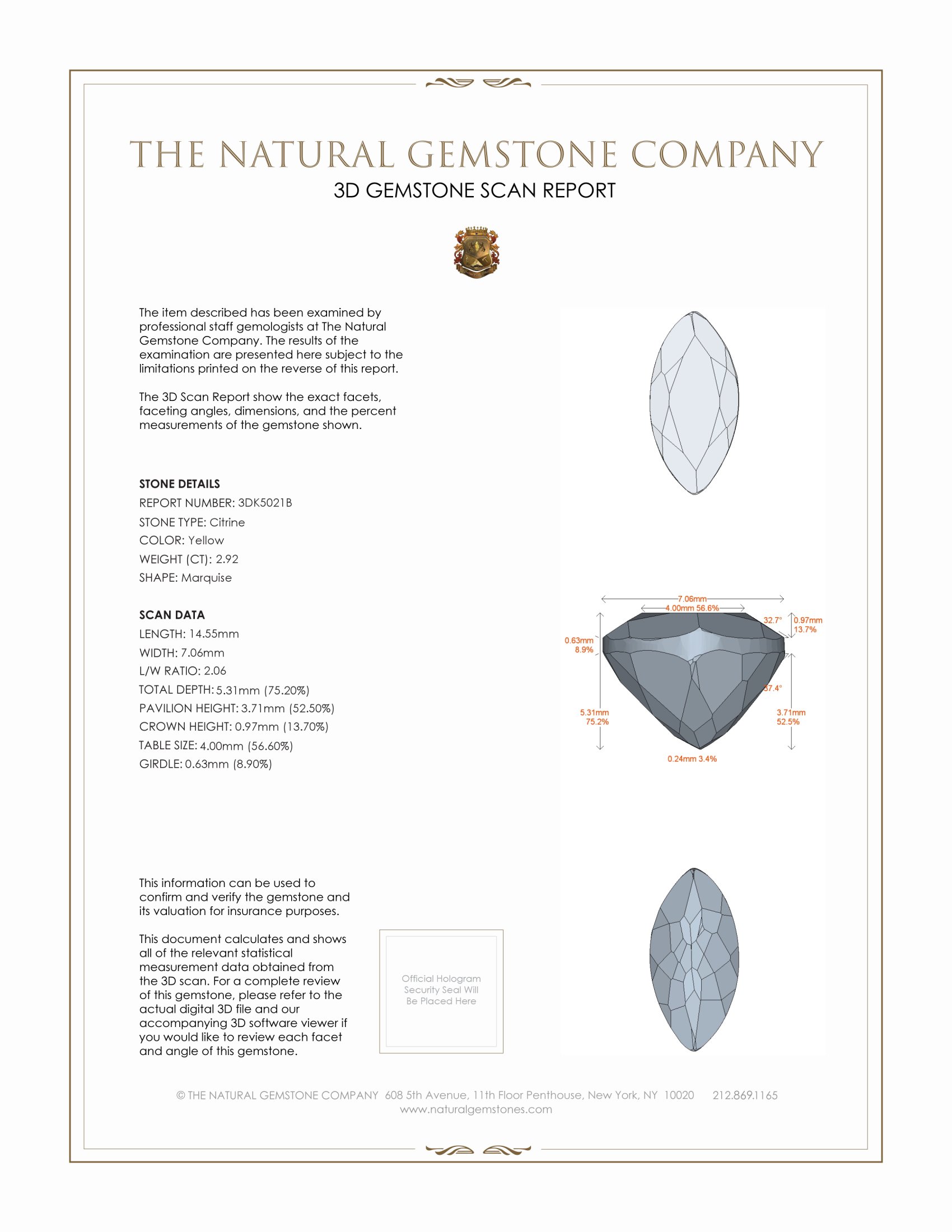 2.92 Ct. Citrine from Brazil