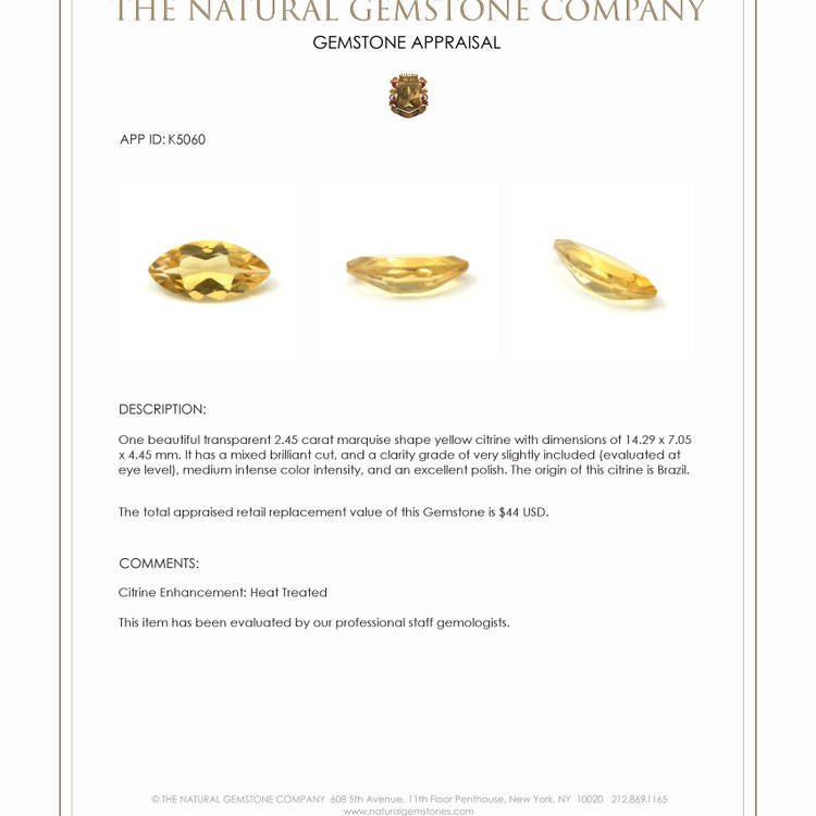 2.45 Ct. Citrine from Brazil