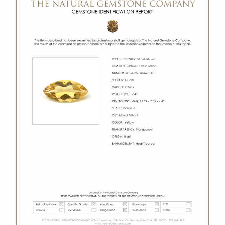 2.45 Ct. Citrine from Brazil