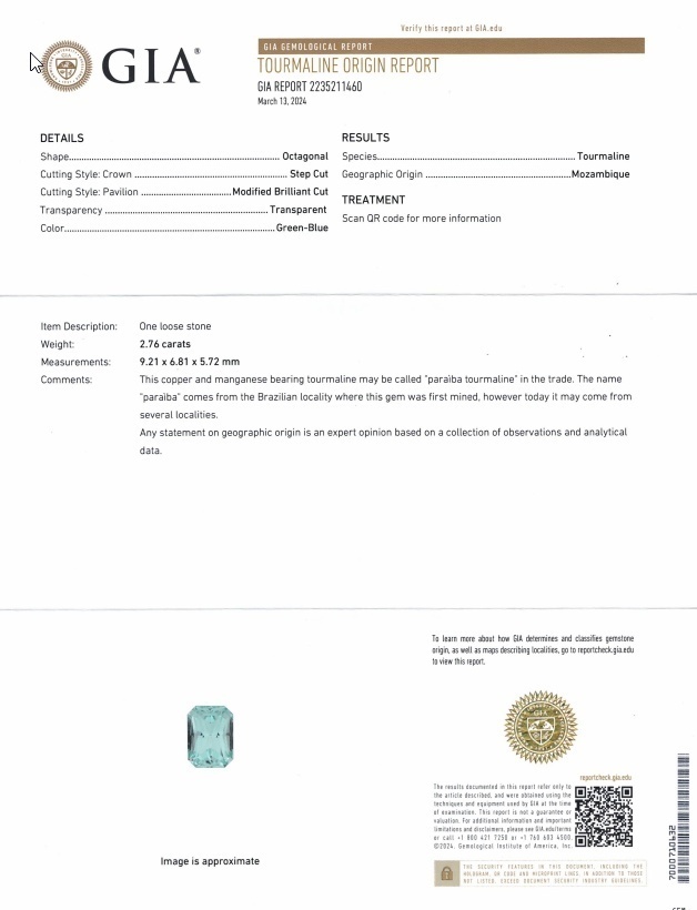 2.76 Ct. Paraiba Tourmaline from Mozambique