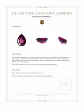 1.21 Ct. Rhodolite Garnet from Ceylon (Sri Lanka) Appraisal