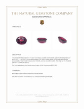 2.17 Ct. Purplish Red Rhodolite Garnet from Ceylon (Sri Lanka) Appraisal