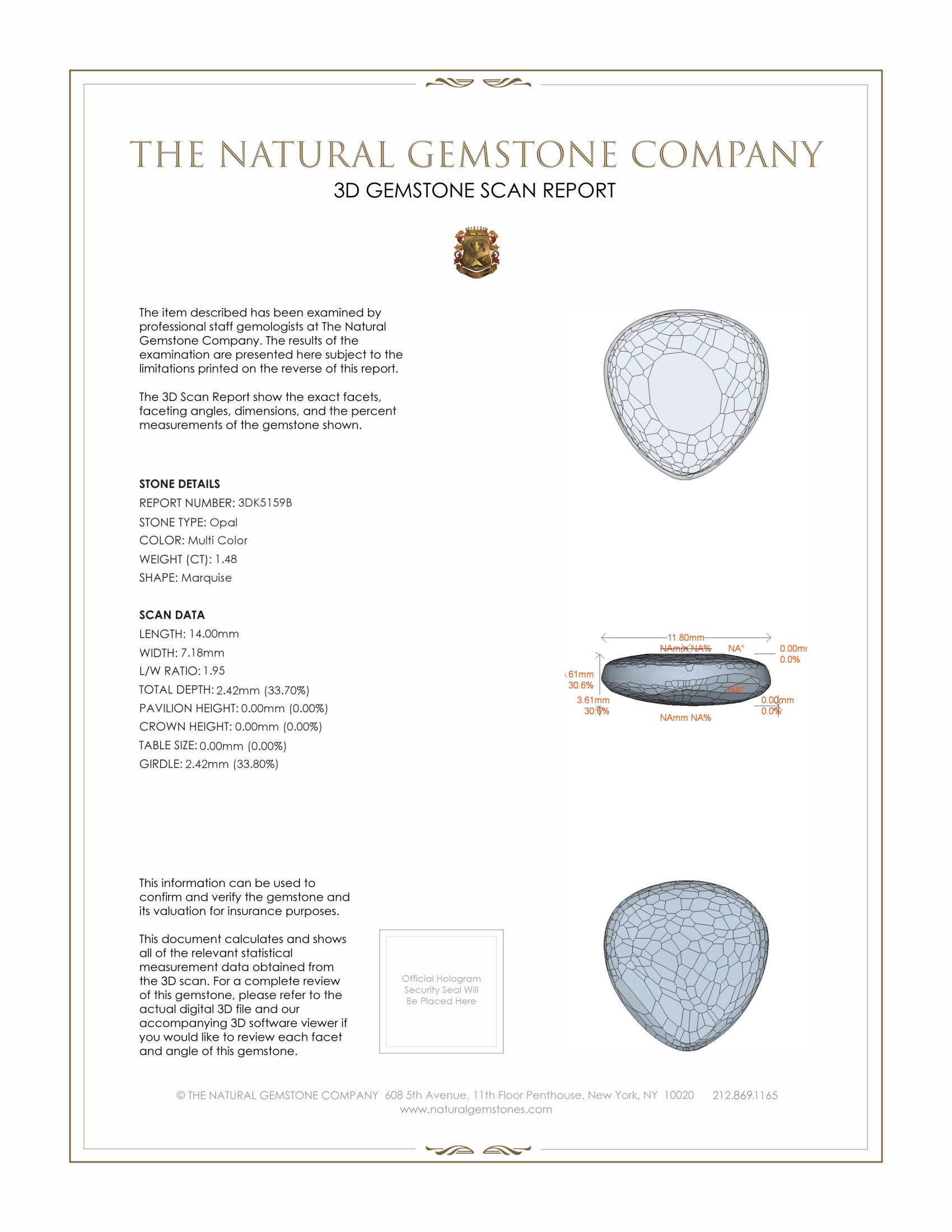 1.48 Ct. White Opal from Australia