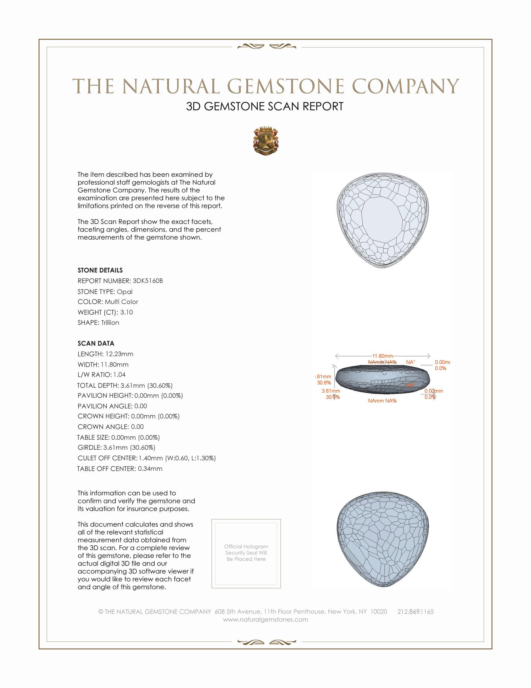 3.10 Ct. White Opal from Australia