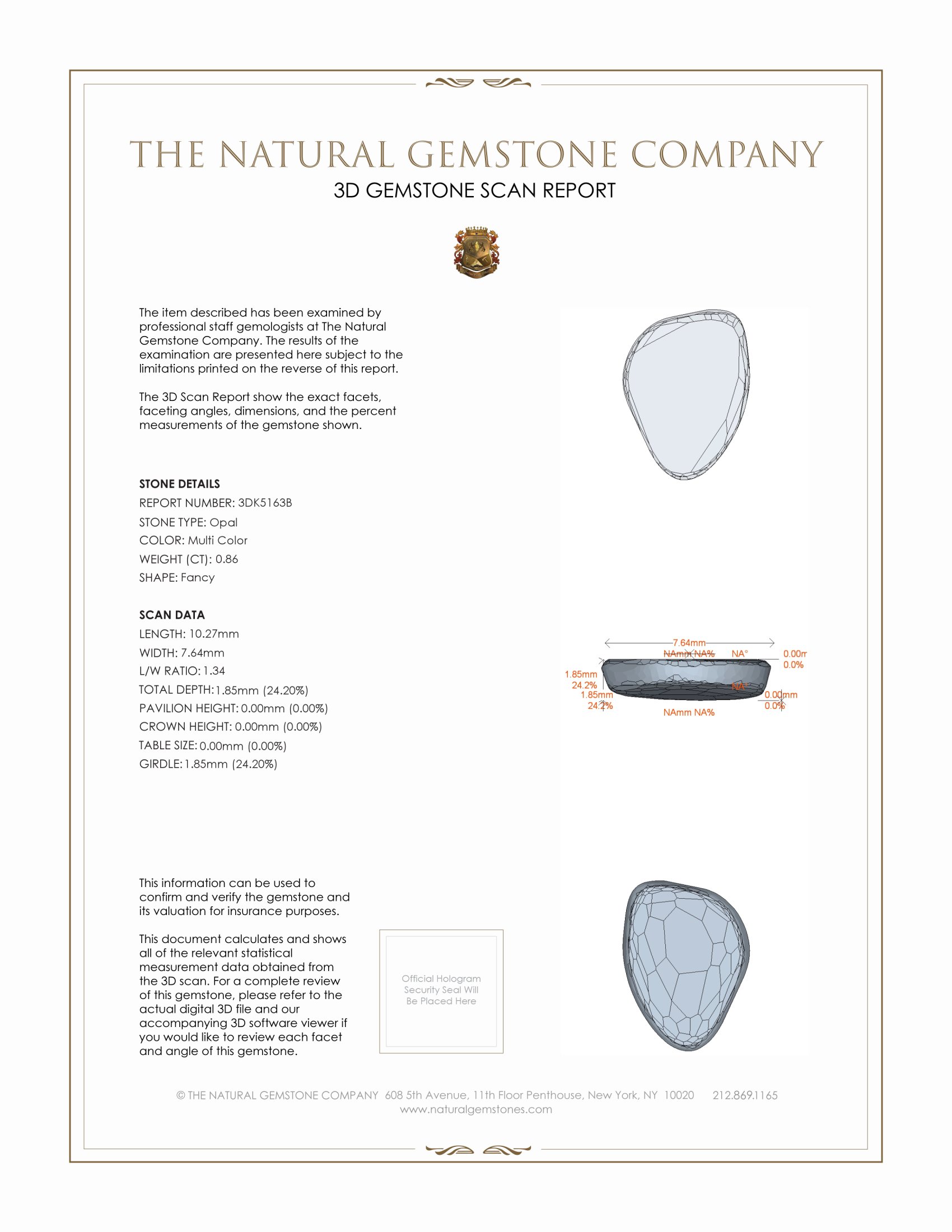 0.86 Ct. Black Opal from Australia