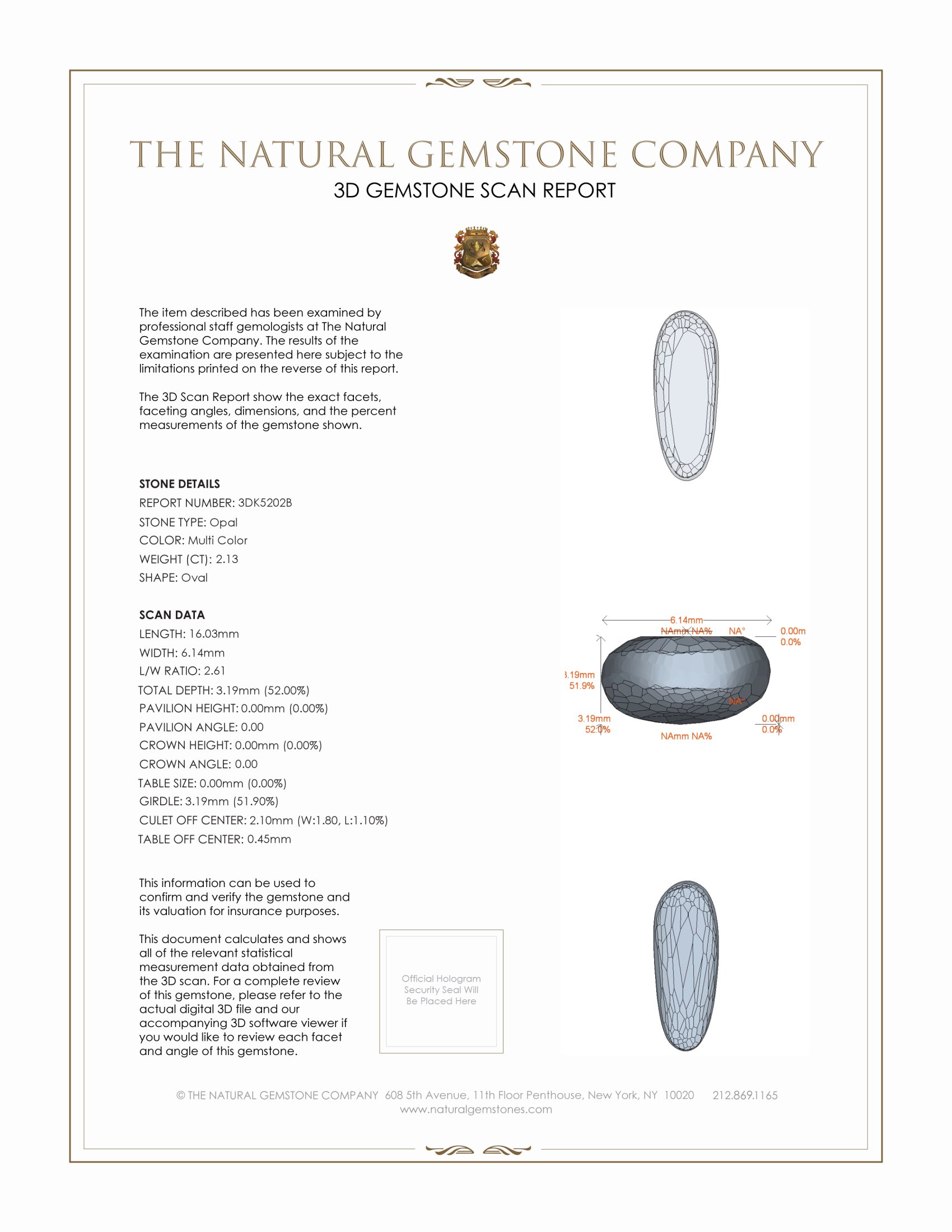 2.13 Ct. Cabochon Semi-Black Opal from Australia