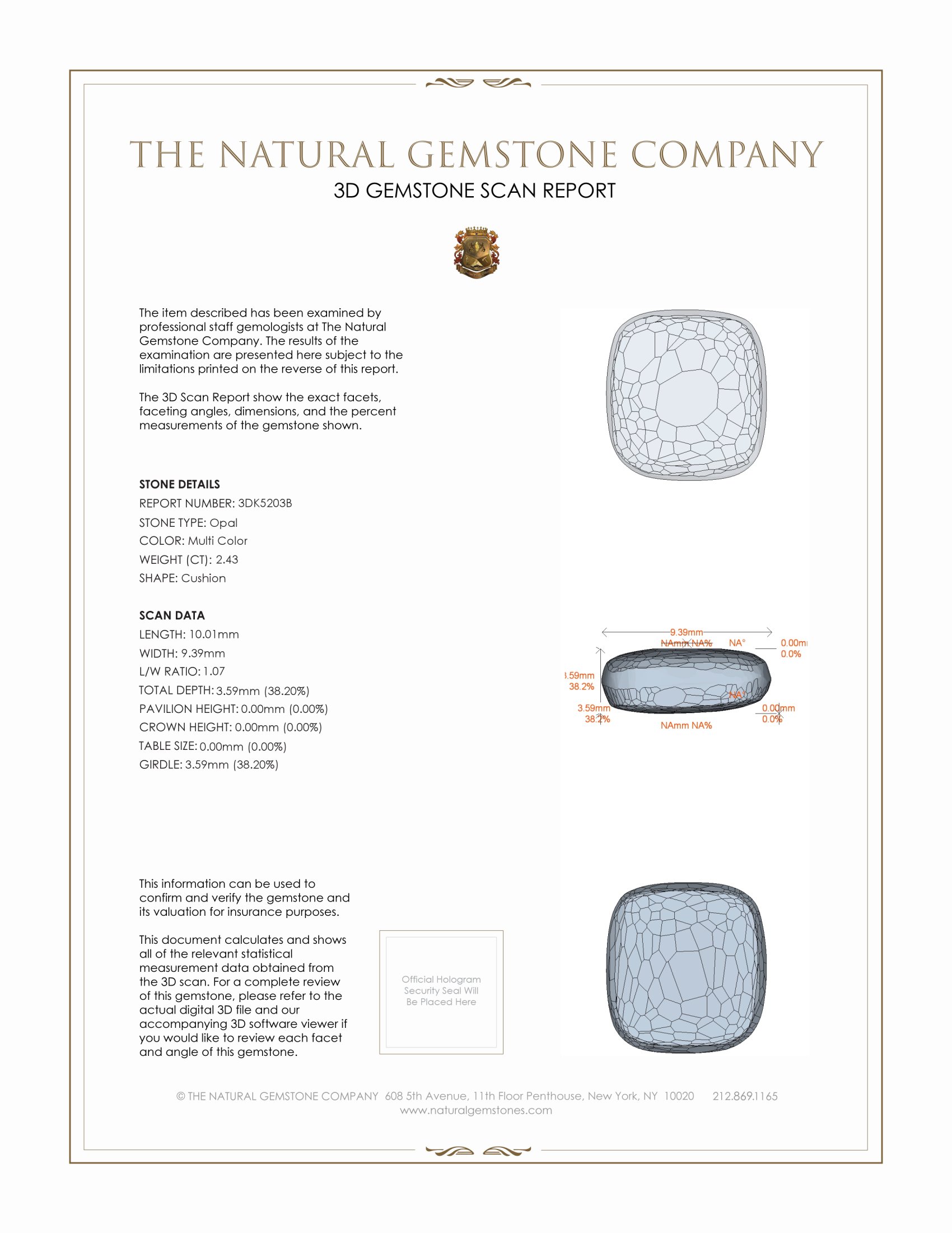 2.43 Ct. Semi-Black Opal from Australia