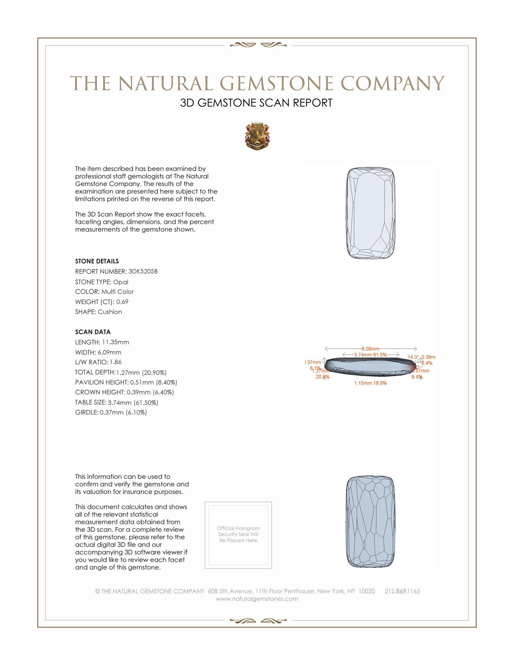 0.69 Ct. Crystal/Jelly Opal from Australia