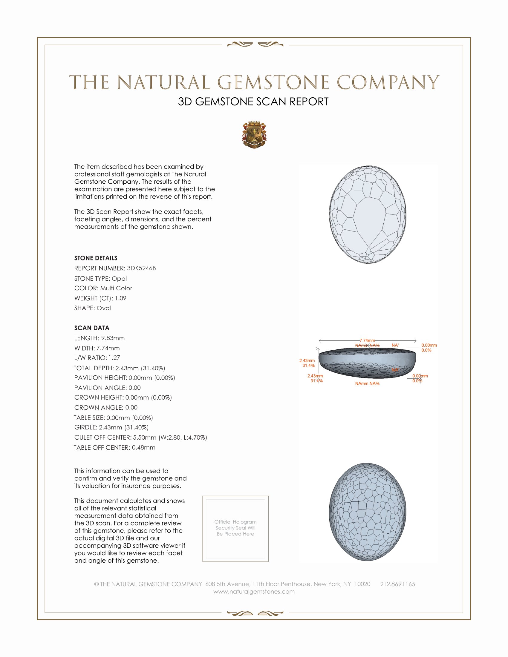 1.09 Ct. Cabochon White Opal from Ethiopia