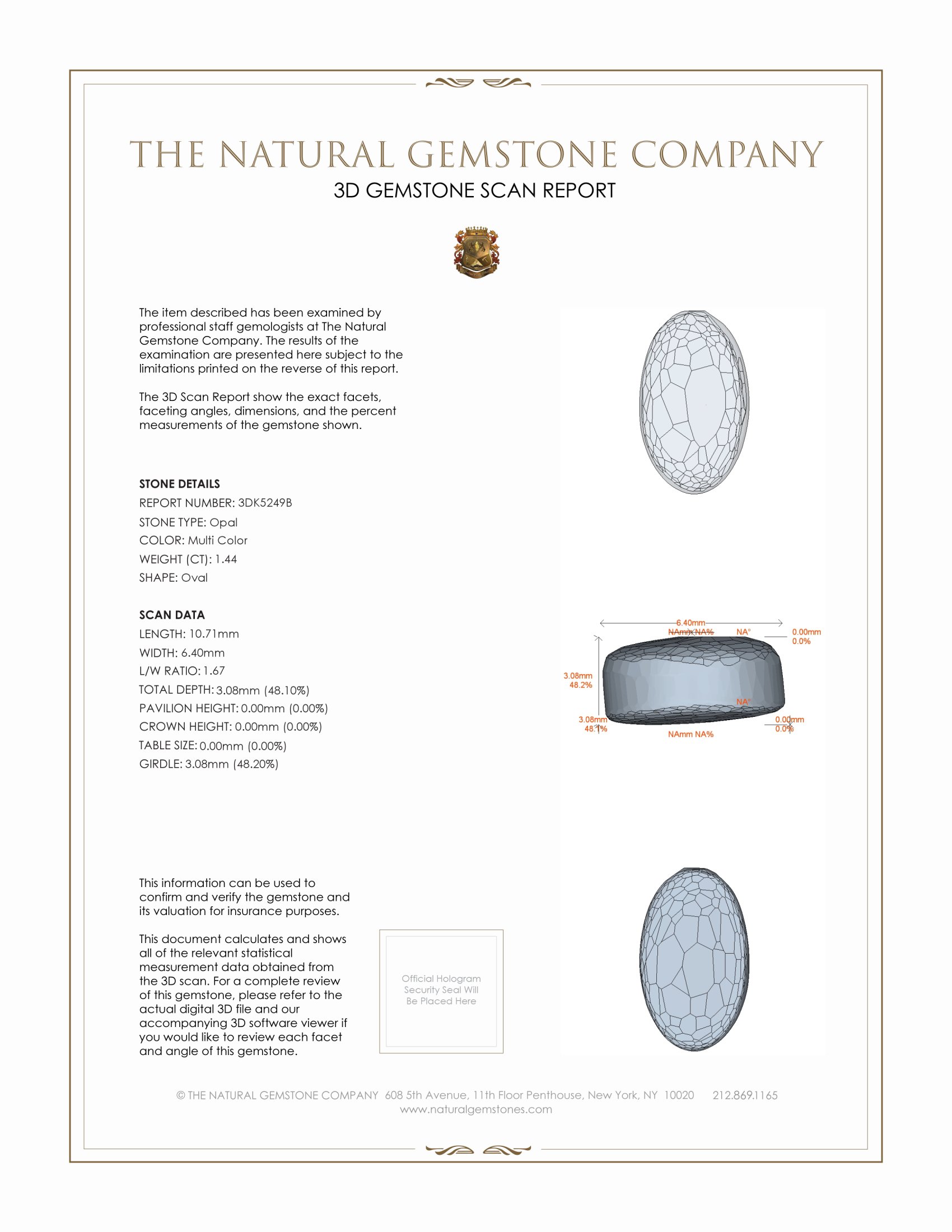 1.44 Ct. Semi-Black Opal from Australia