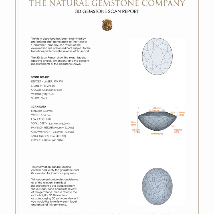 2.23 Ct. Zircon from Ceylon (Sri Lanka)