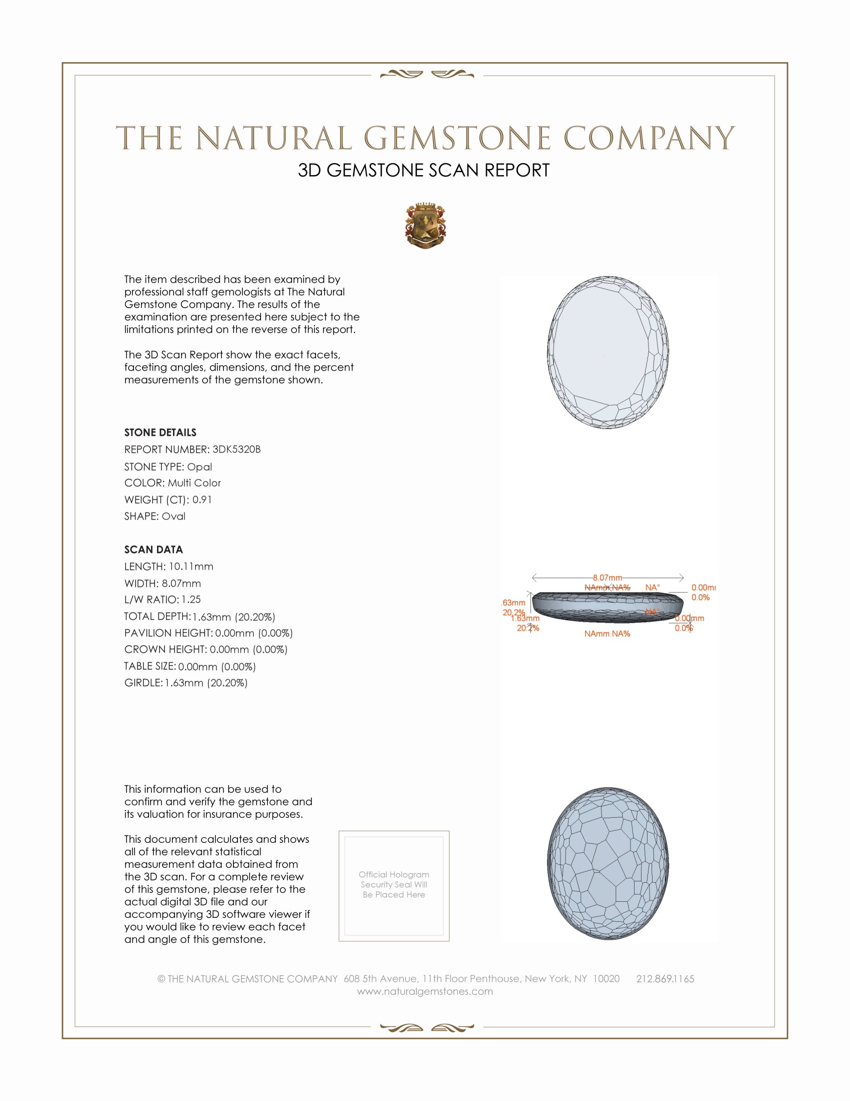 0.91 Ct. Crystal/Jelly Opal from Australia